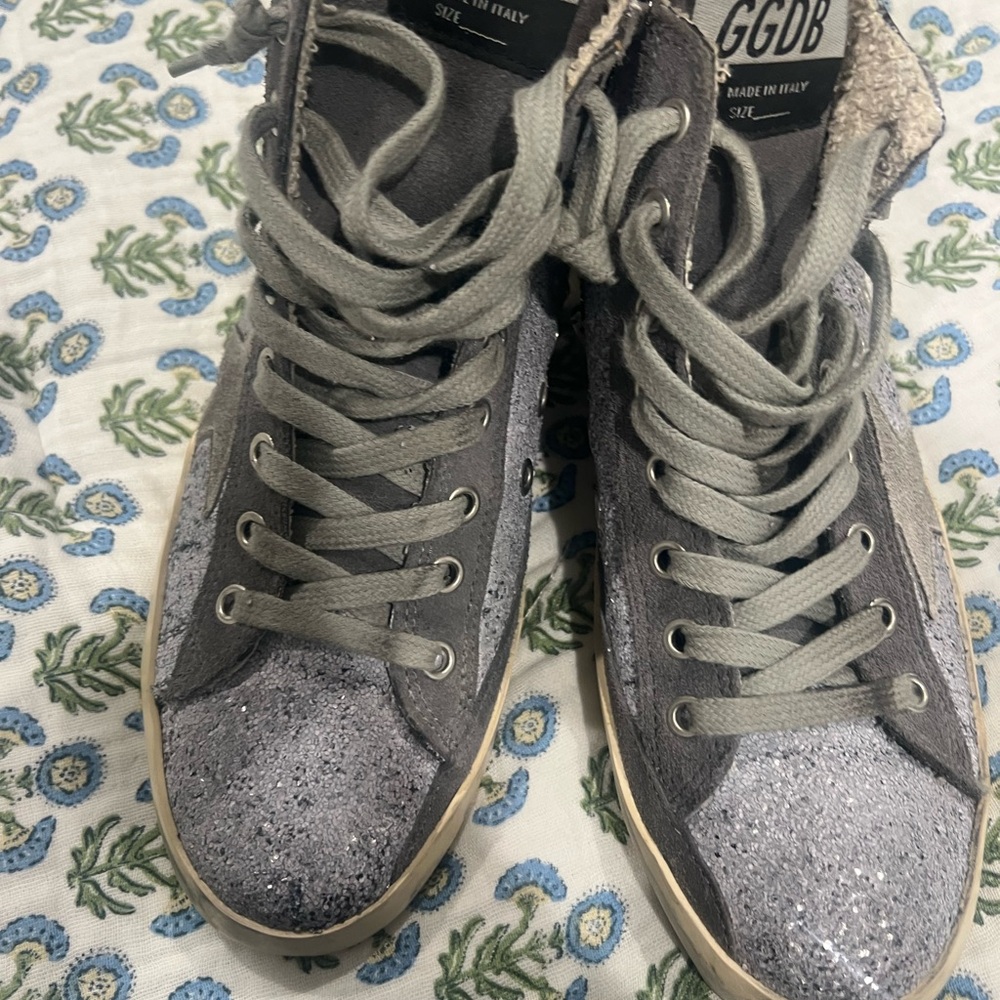 Golden Goose Women's Sparkly Gray High-Top Sneakers